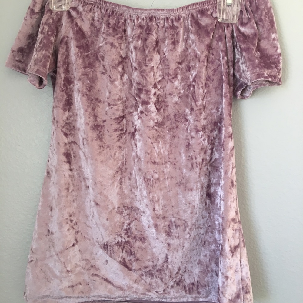Off the shoulder crushed velvet top